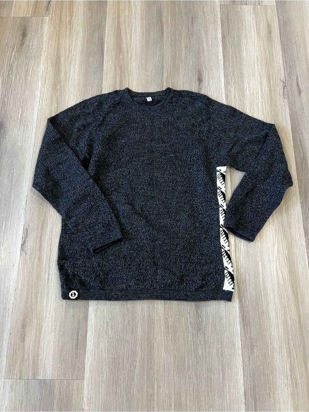 Men's Charcoal Crewneck Sweater with Contrast Side Trim